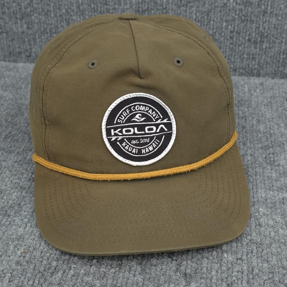 Koloa Surf Company Hat Cap Mens Snap Back Olive Kauai Hawaii Rope Patch